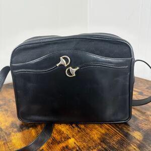 Gucci Horsebit Micro GG Canvas Leather Vintage Shoulder Bag Black
